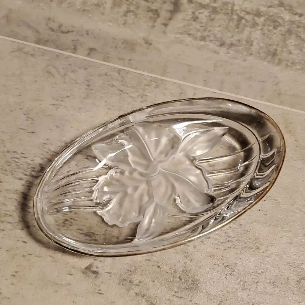 Vintage Small Oval Flower Heavy Bowl